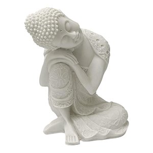 ESCULTURA BUDA DECORATIVO SONHADOR EM PO DE MARMORE 21CM