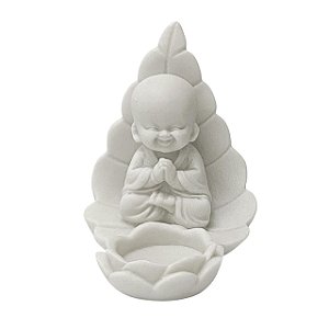 PORTA VELA MONGE NA FOLHA EM PO DE MARMORE 10,5CM