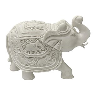 ESCULTURA ELEFANTE DECORATIVO BALISUM EM PO DE MARMORE 20CM
