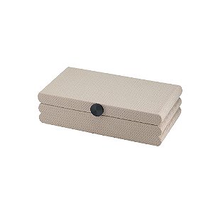CAIXA DECORATIVA 30X15,5X8 CM EM COURO SINTETICO CINZA CLARO