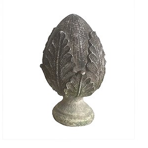 ESCULTURA DECORATIVA 23X13 CM PINHA RUSTICA EM RESINA CINZA