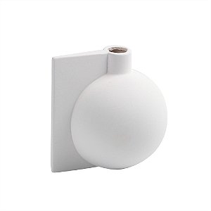VASO DECORATIVO 12 CM DETALHE FORMAS RETAS EM CERAMICA BRANCO