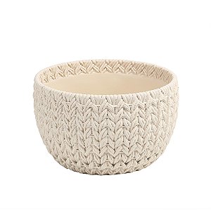 VASO DECORATIVO TRAMADO EM CIMENTO BRANCO 24X15 CM