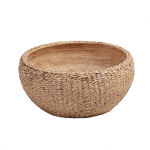 VASO DECORATIVO TRAMADO EM CIMENTO MARROM 10X22 CM