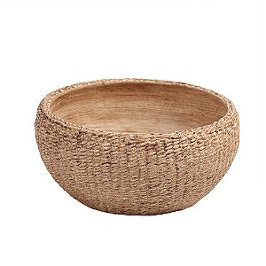 VASO DECORATIVO TRAMADO EM CIMENTO MARROM 8X18 CM