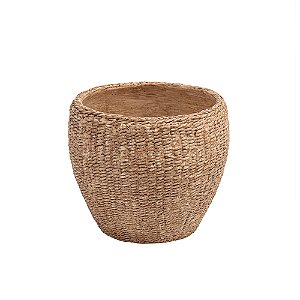 VASO DECORATIVO TRAMADO EM CIMENTO MARROM 15X18 CM
