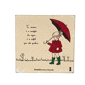 QUADRO BOX TU MENINA EM MDF AMANHA TE CONTO UM SEGREDO 12x12