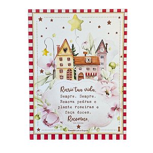 Quadro Box Recria tua vida Branco em MDF 30x40