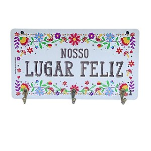 Porta Chaves Nosso lugar feliz em MDF