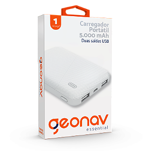 POWERBANK CARREGADOR PORTATIL UNIVERSAL 5000MA BRANCO GEONAV