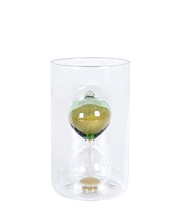 AMPULHETA DE VIDRO 1 MINUTO VERDE 12x7,5 cm GRILLO