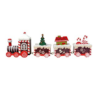 TREM DECORATIVO CANDY MARROM EM MADEIRA 20X5CM