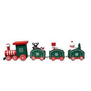 TREM DECORATIVO DE MADEIRA VERDE 3 VAGAO 20X4CM