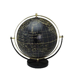 GLOBO DECORATIVO MARMORE/METAL DOURADO/PRETO 27CM