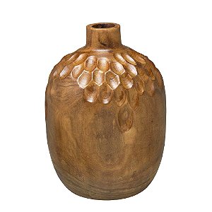 VASO DECORATIVO EM MADEIRA 32,5CM MARROM ESPRESSIONE