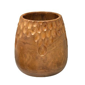 VASO DECORATIVO EM MADEIRA 25CM ESPRESSIONE MARROM
