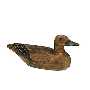 ESCULTURA DECORATIVA PATO MADEIRA 12,5CM ESPRESSIONE