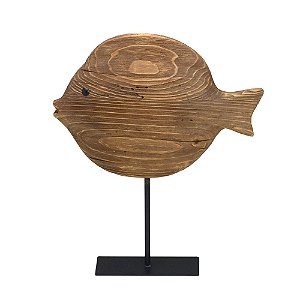 ESCULTURA DECORATIVA PEIXE MADEIRA E METAL 36CM ESPRESSIONE