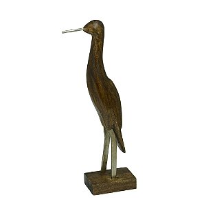 ESCULTURA DECORATIVA PASSARO MADEIRA 38,5CM ESPRESSIONE