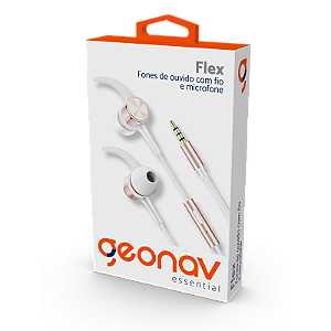 Fone Geonav Flex Intra c/ Microfone Branco/Rose Gold 1,2m