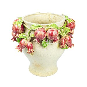 VASO EM CERAMICA BRANCO COM ROMAS 21CM LUCATTI