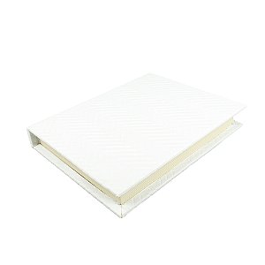 CAIXA LIVRO EM MADEIRA E PU BRANCO P 26X21CM LUCATTI