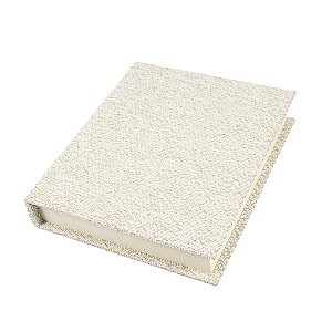 CAIXA LIVRO EM MADEIRA E LINHO BRANCO G 33X28 CM LUCATTI