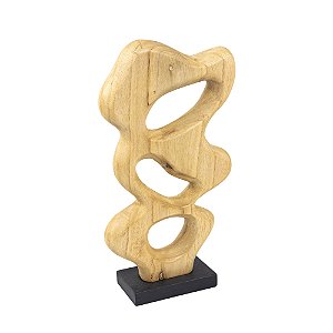 ESCULTURA DECORATIVA EM MADEIRA ABSTRATA 43CM LUCATTI