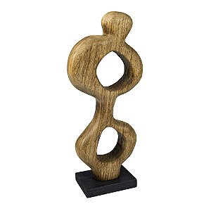 ESCULTURA DECORATIVA EM MADEIRA ABSTRATA 42CM LUCATTI