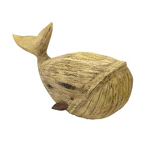 ESCULTURA DE BALEIA EM MADEIRA G 23X37 CM LUCATTI