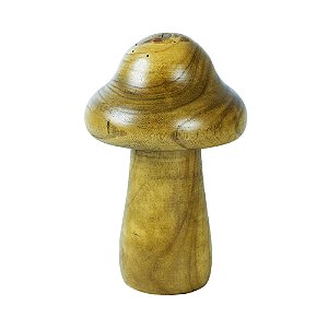 ESCULTURA DECORATIVA DE COGUMELO EM MADEIRA 21X13 CM LUCATTI