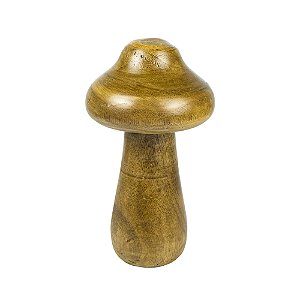 ESCULTURA COGUMELO EM MADEIRA 28X16 CM LUCATTI
