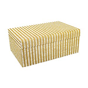 CAIXA DECORATIVA EM MADEIRA E LINHO G 31X21 CM LUCATTI