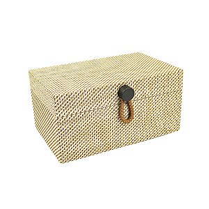 CAIXA DECORATIVA EM MADEIRA E LINHO P AREIA 24X17 CM LUCATTI