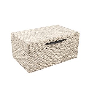 CAIXA DECORATIVA EM MADEIRA E LINHO BEGE G 17X34 CM LUCATTI