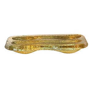 BANDEJA DE VIDRO DECORATIVA DETALHE DOURADO 2,5X23,5X9CM