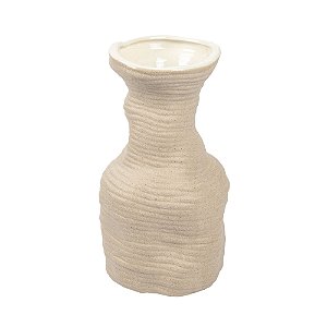 VASO DECORATIVO TEXTURIZADO EM CERAMICA CINZA 28X16CM