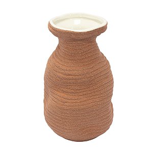 VASO EM CERAMICA TERRACOTA TEXTURIZADO P 25X14CM
