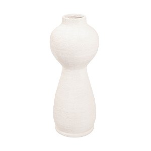 VASO ORGANICO DECORATIVO EM CERAMICA BRANCO 34X14CM