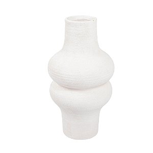 VASO ORGANICO DECORATIVO EM CERAMICA BRANCO 34X16CM