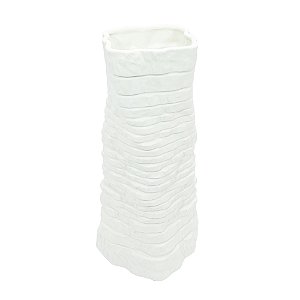 VASO EM CERAMICA BRANCO DECORATIVO M 35X15CM
