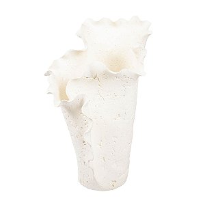 VASO DECORATIVO FORMAS EM CERAMICA BRANCA 41X28CM