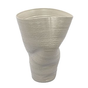 VASO DECORATIVO ORGANICO EM CERAMICA CINZA 35X26X22CM