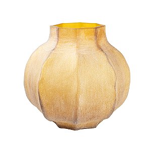VASO EM VIDRO AMBAR FOSCO DECORATIVO 32X33CM