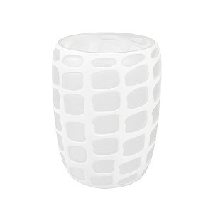 VASO EM VIDRO BRANCO FOSCO COM DETALHES INCOLOR G 34X26