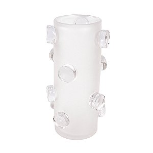 VASO EM VIDRO INCOLOR FOSCO DECORATIVO COM DETALHES G 35X19