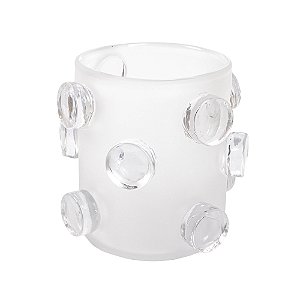 VASO DECORATIVO EM VIDRO INCOLOR FOSCO COM DETALHES P 21CM
