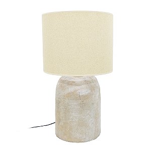 ABAJUR DE MESA DE CIMENTO COM CUPULA CREME 72X50X50CM