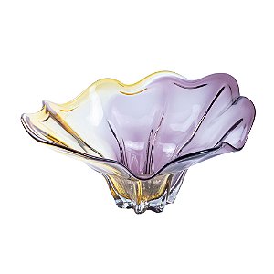CENTRO DE MESA EM VIDRO ROXO COM AMBAR 22X49X33CM