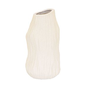 VASO DECORATIVO ORGANICO EM CERAMICA CREME P 26X13CM